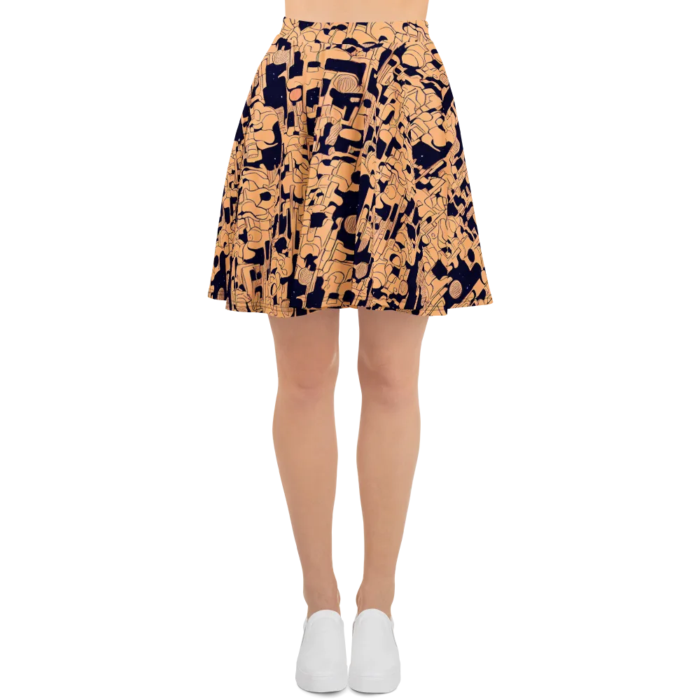 Apricot Orbit on Skater Skirt — Front