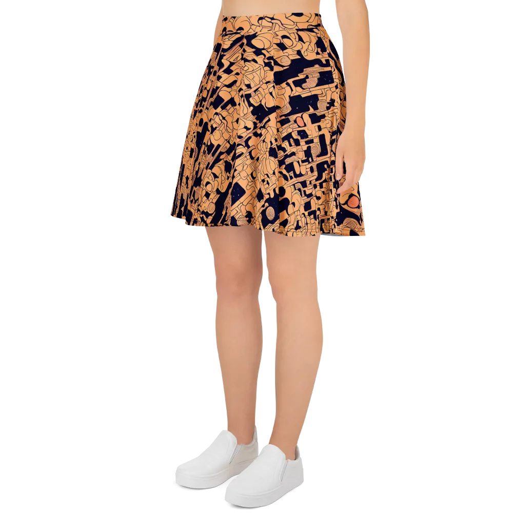 Apricot Orbit on Skater Skirt — Left