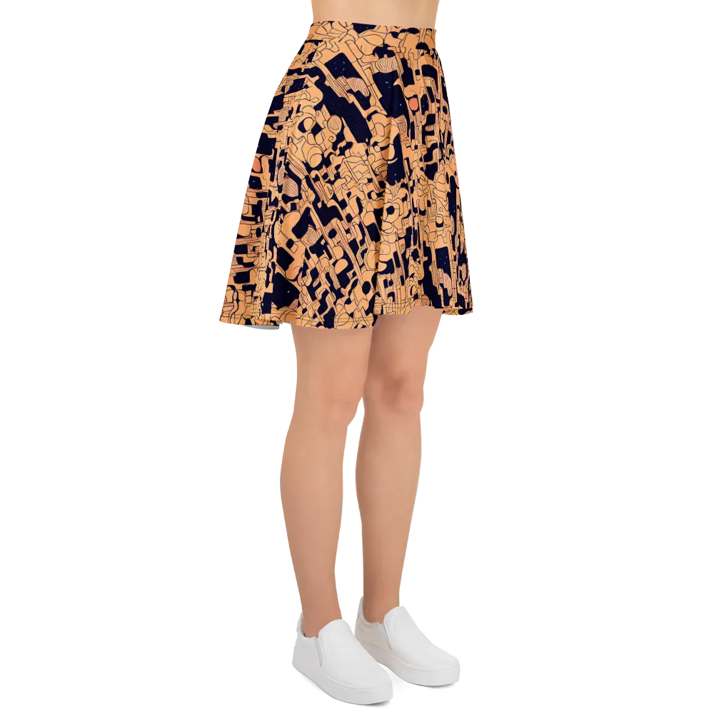 Apricot Orbit on Skater Skirt — Right