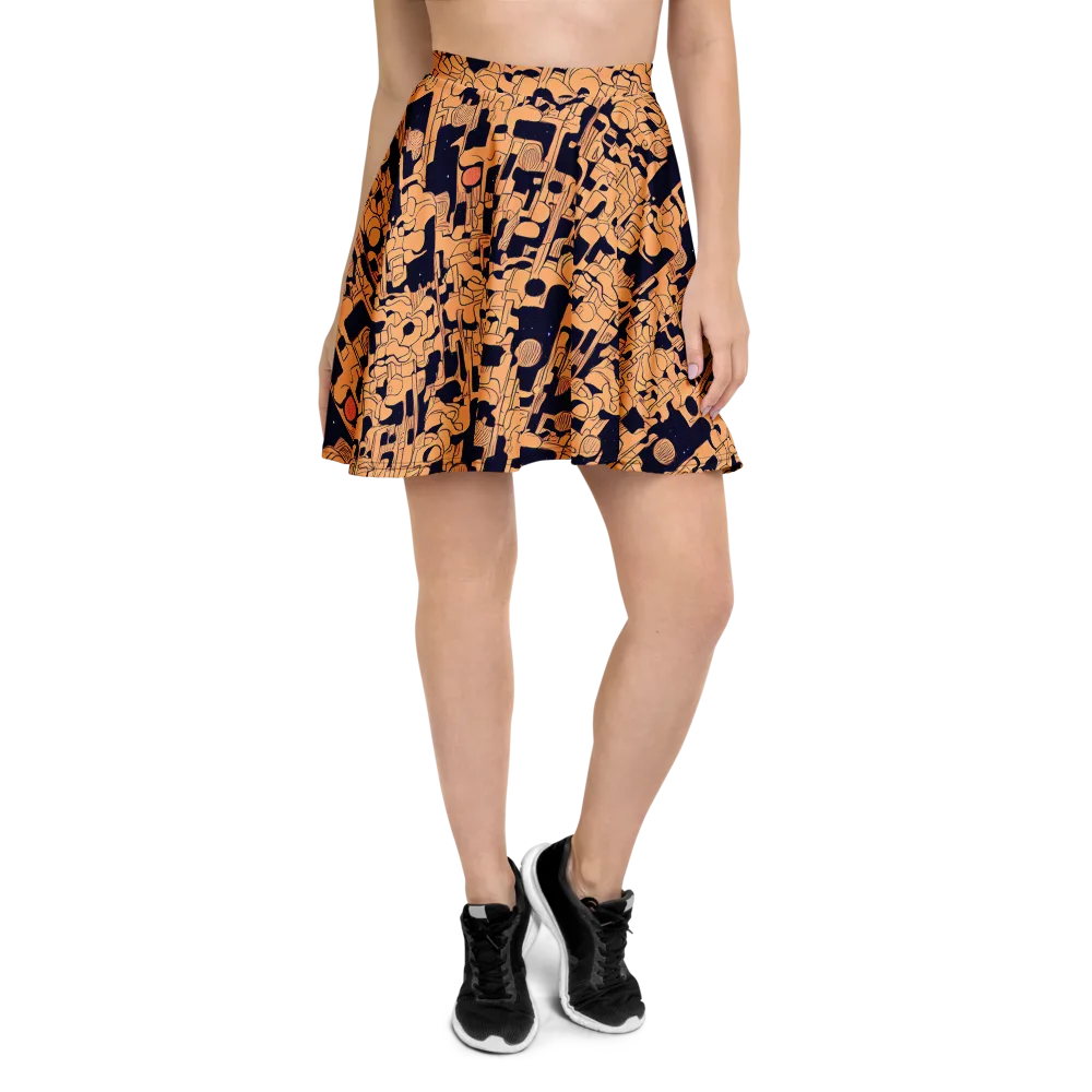 Apricot Orbit on Skater Skirt — Front