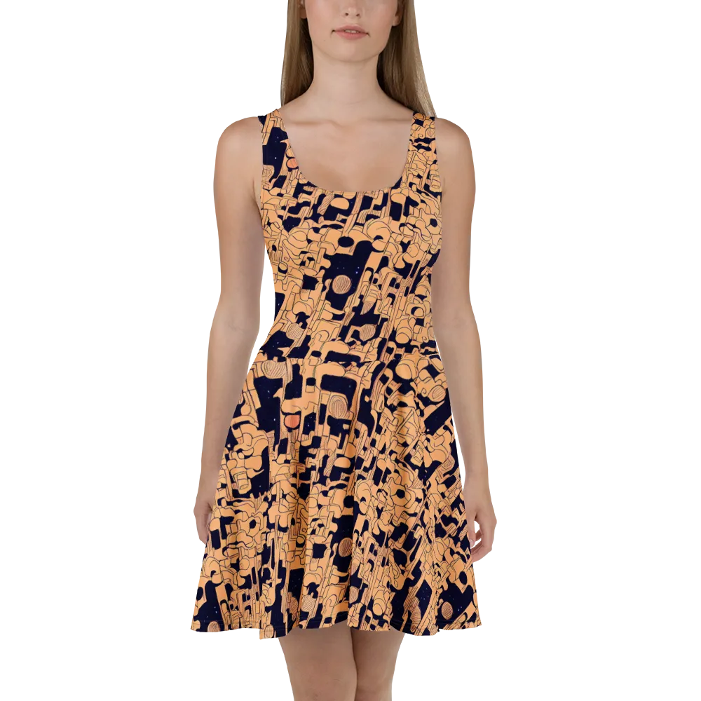 Apricot Orbit on Skater Dress — Front
