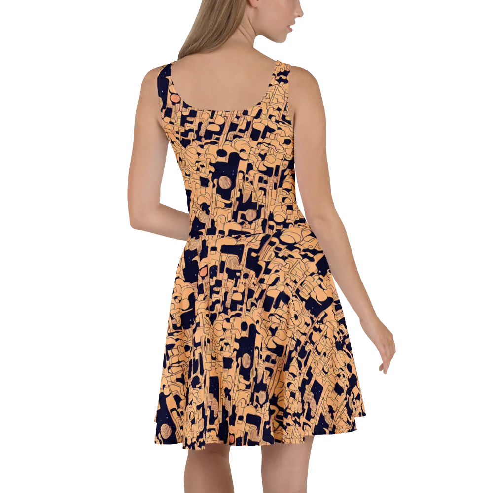 Apricot Orbit on Skater Dress — Back