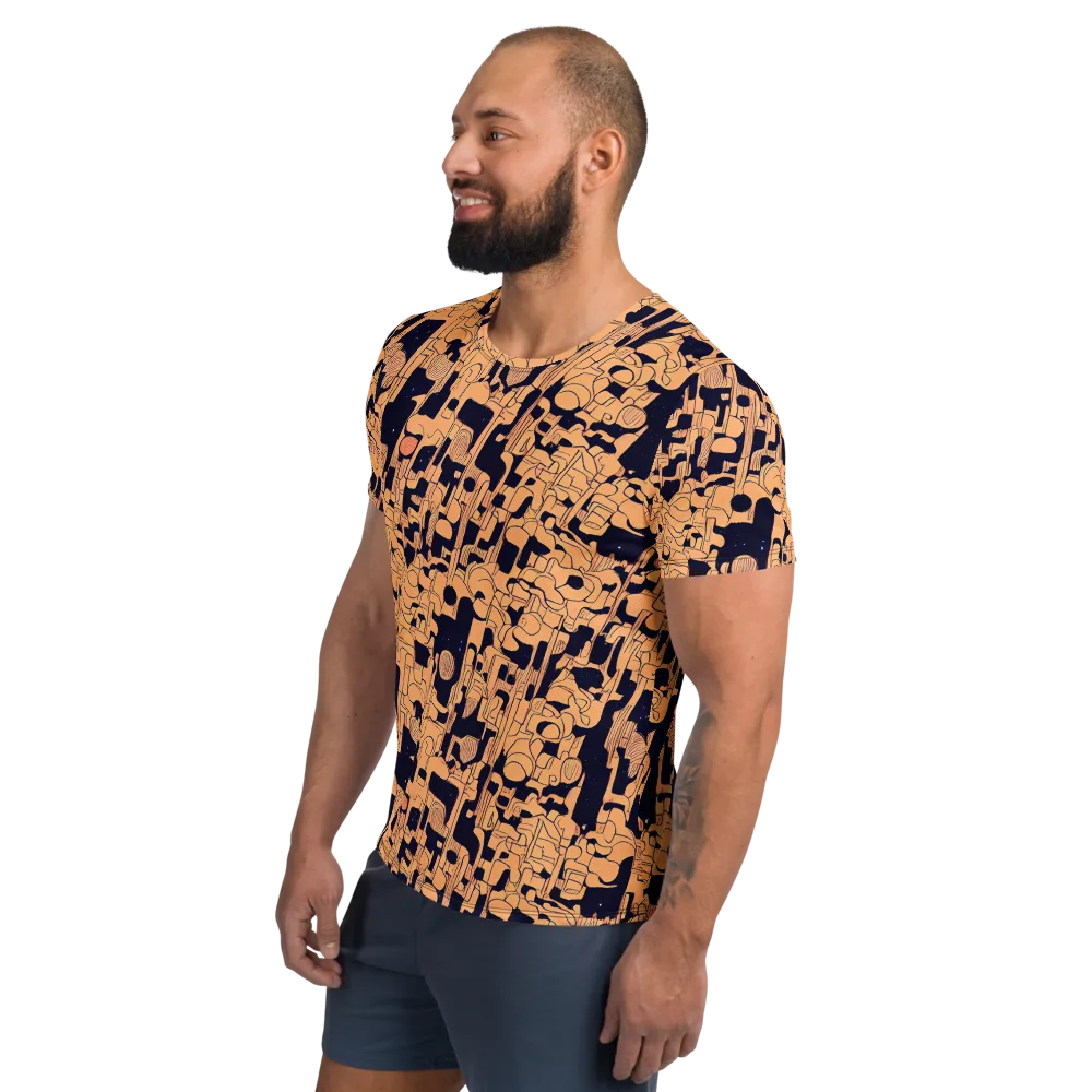 Apricot Orbit on Men's Athletic T-Shirt — Left