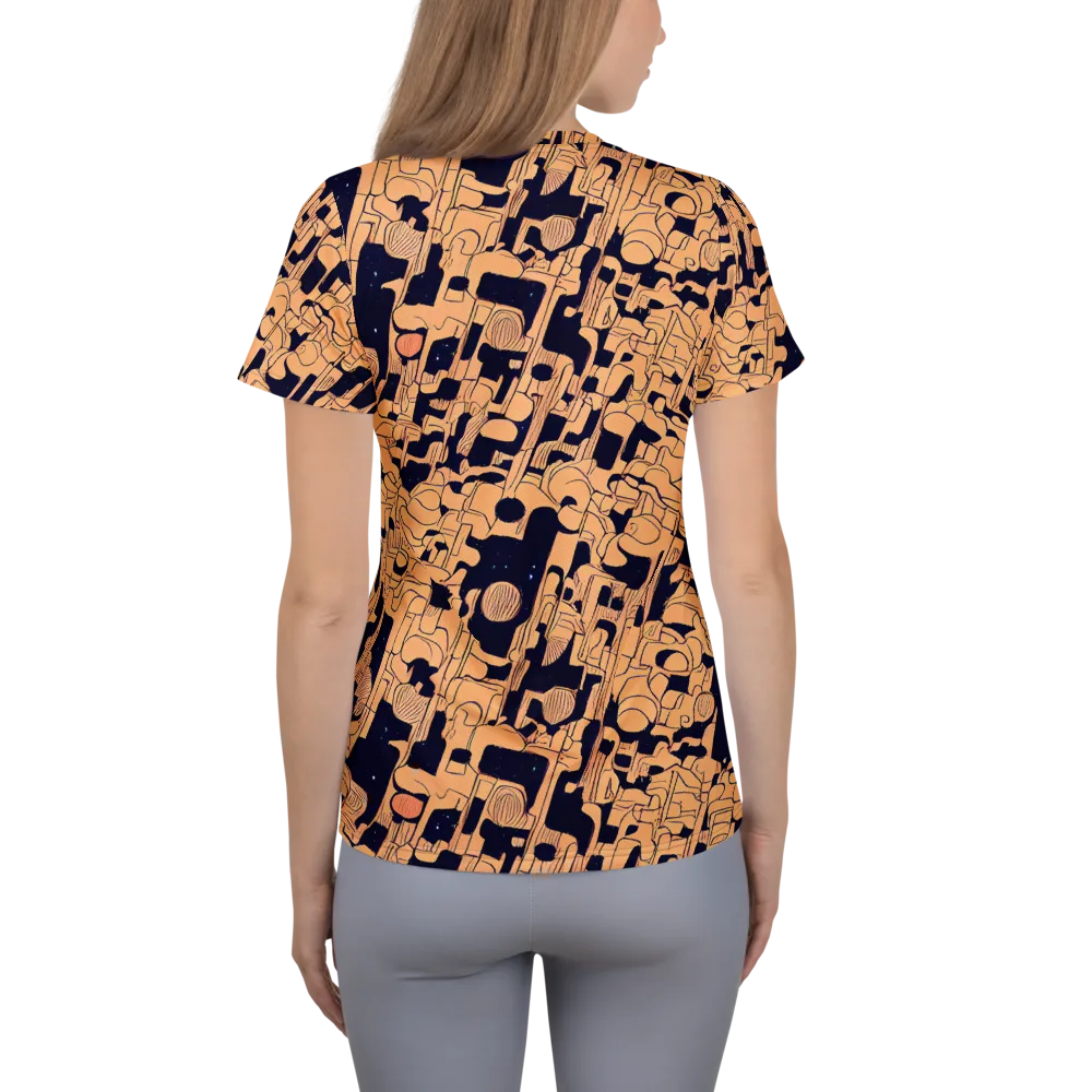Apricot Orbit on Women's Athletic T-Shirt — Back