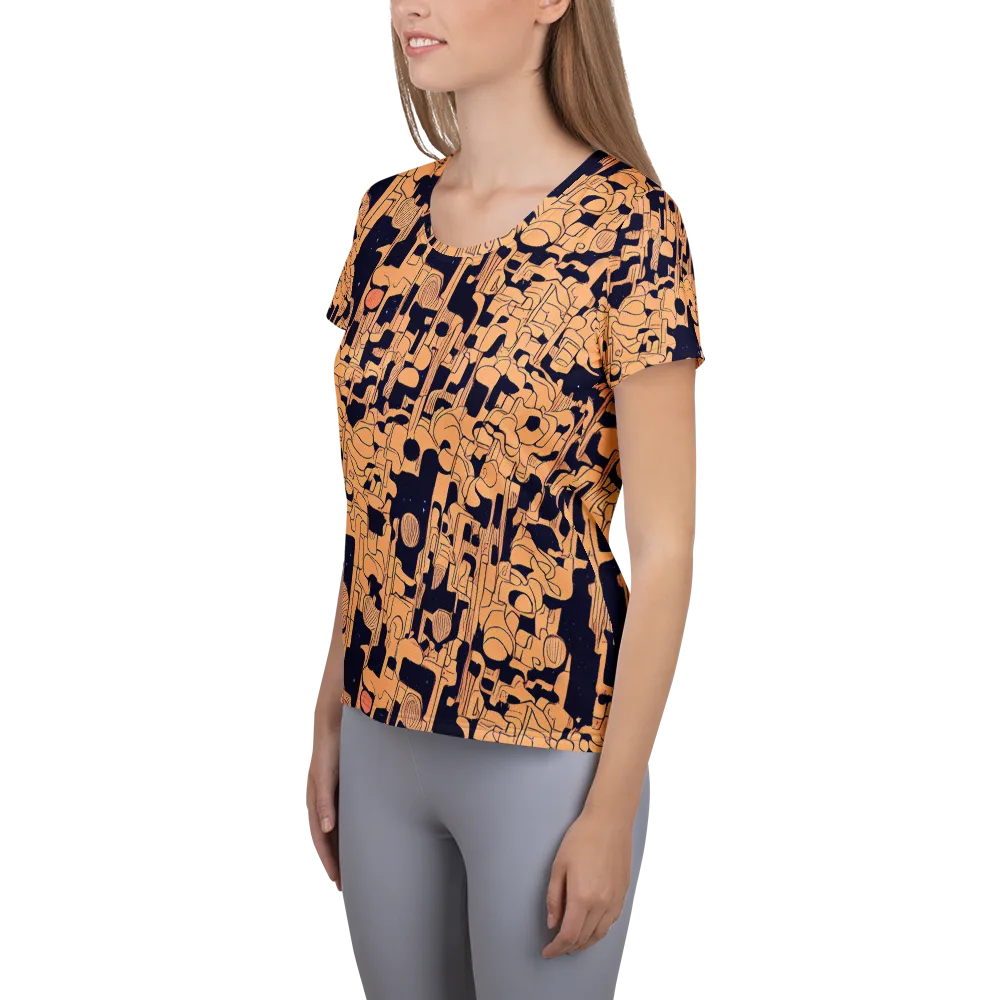 Apricot Orbit on Women's Athletic T-Shirt — Left