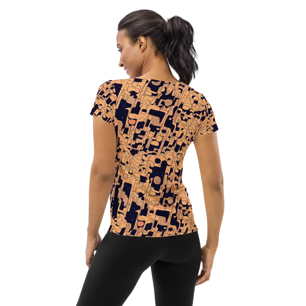 Apricot Orbit on Women's Athletic T-Shirt — Back