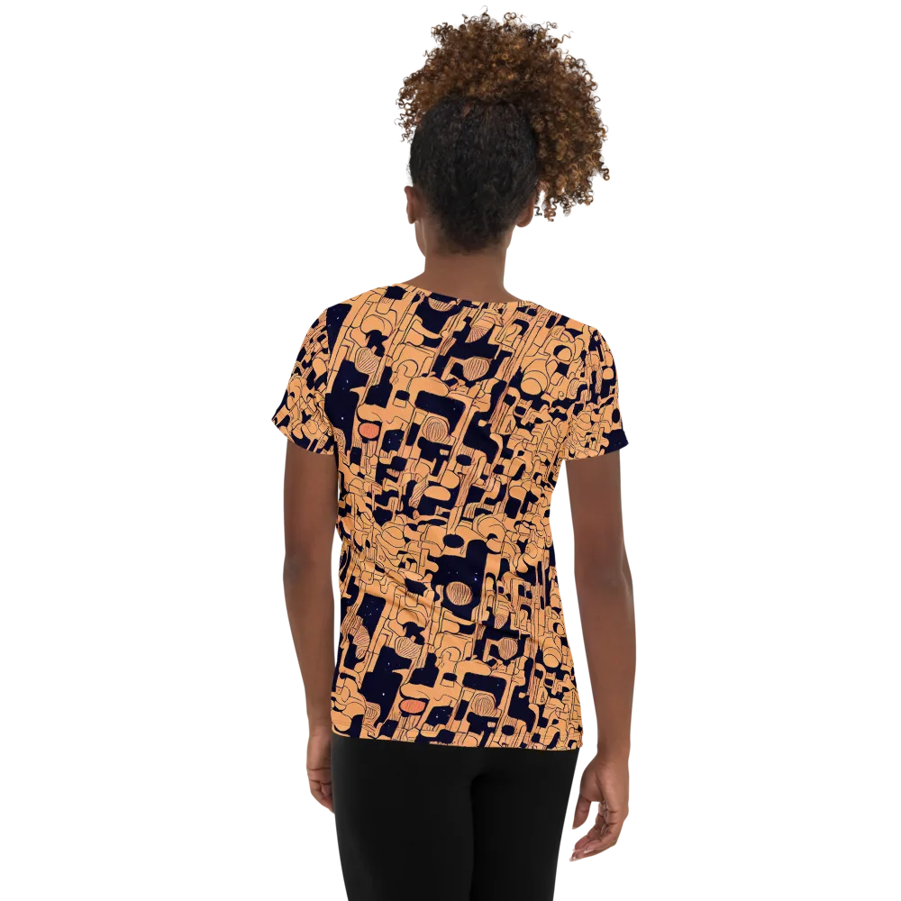 Apricot Orbit on Women's Athletic T-Shirt — Back