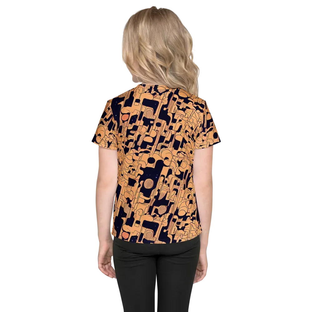 Apricot Orbit on Kids Crew Neck T-Shirt — Back