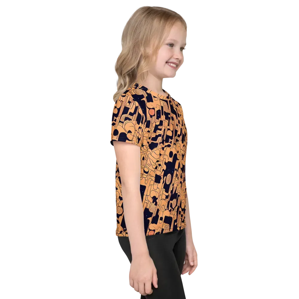 Apricot Orbit on Kids Crew Neck T-Shirt — Right