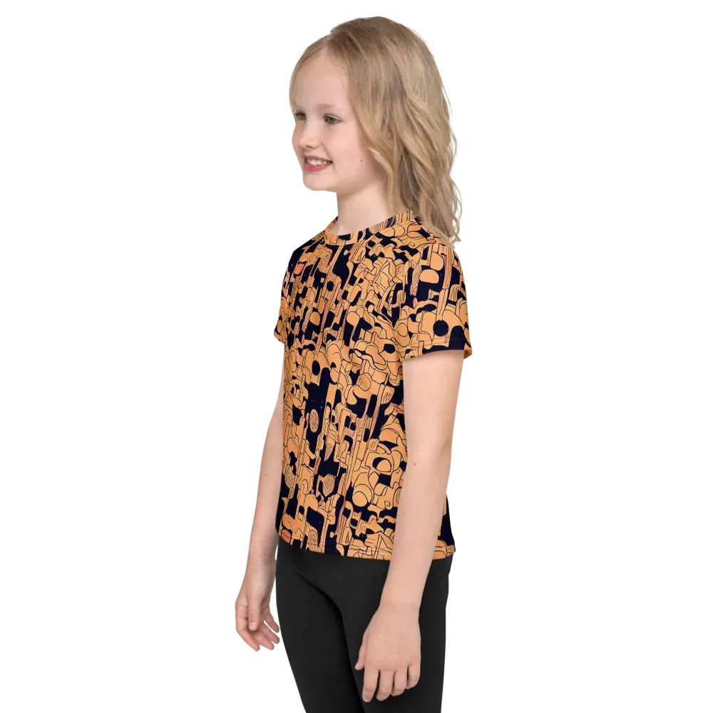 Apricot Orbit on Kids Crew Neck T-Shirt — Left