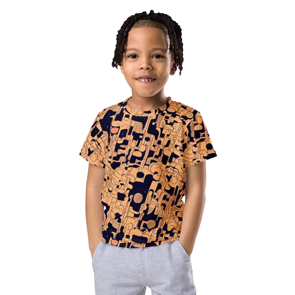 Apricot Orbit on Kids Crew Neck T-Shirt — Front