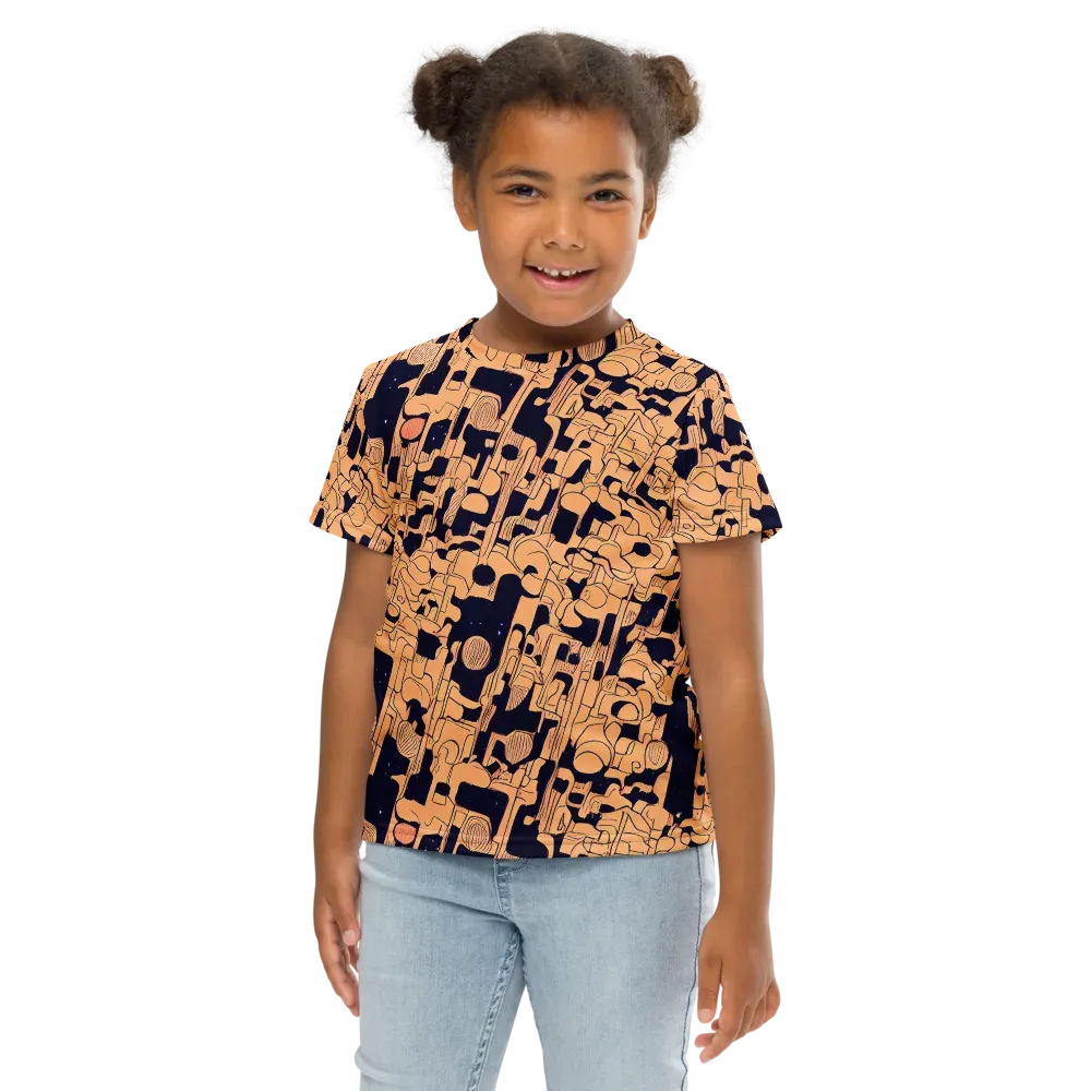 Apricot Orbit on Kids Crew Neck T-Shirt — Front
