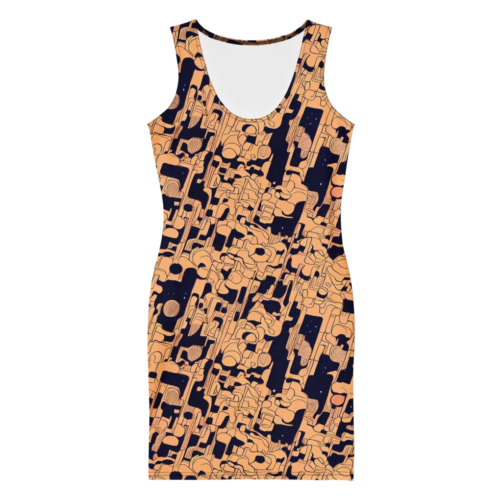Apricot Orbit on Bodycon Dress — Front