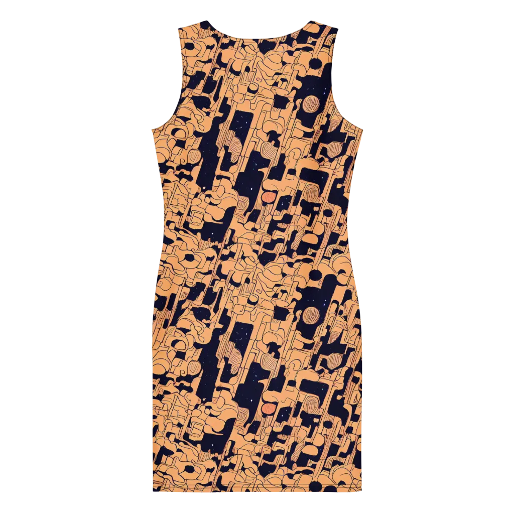 Apricot Orbit on Bodycon Dress — Back