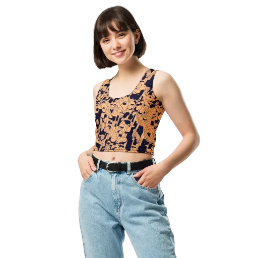 Apricot Orbit on a Crop Top