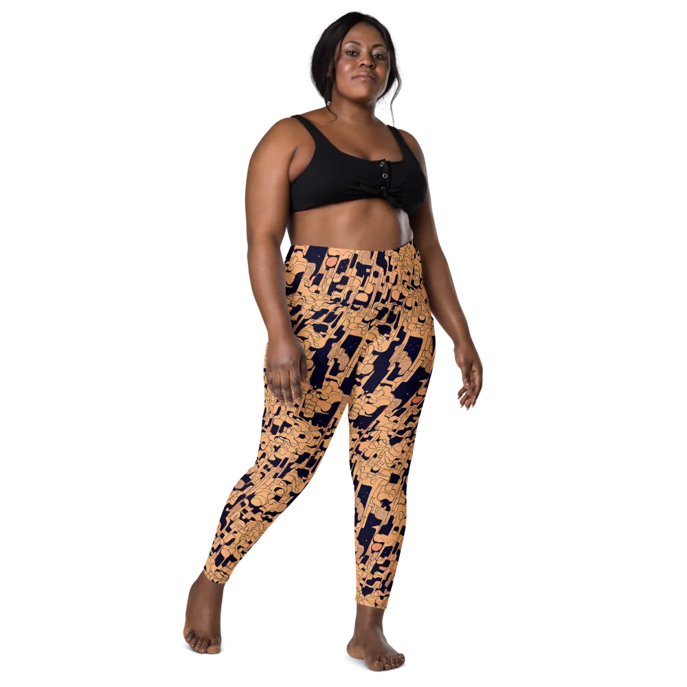 Apricot Orbit on Leggings with Pockets — Front
