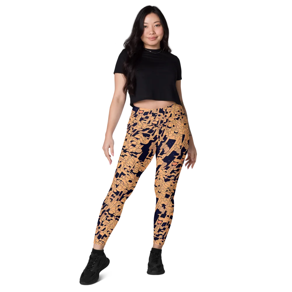 Apricot Orbit on Leggings with Pockets — Front