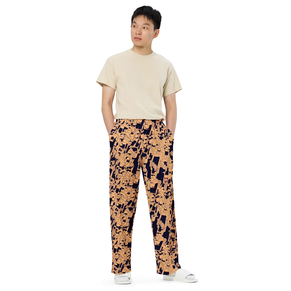 Apricot Orbit on Wide-Leg Pants — Front