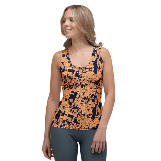 Apricot Orbit on a Women's Tank Top