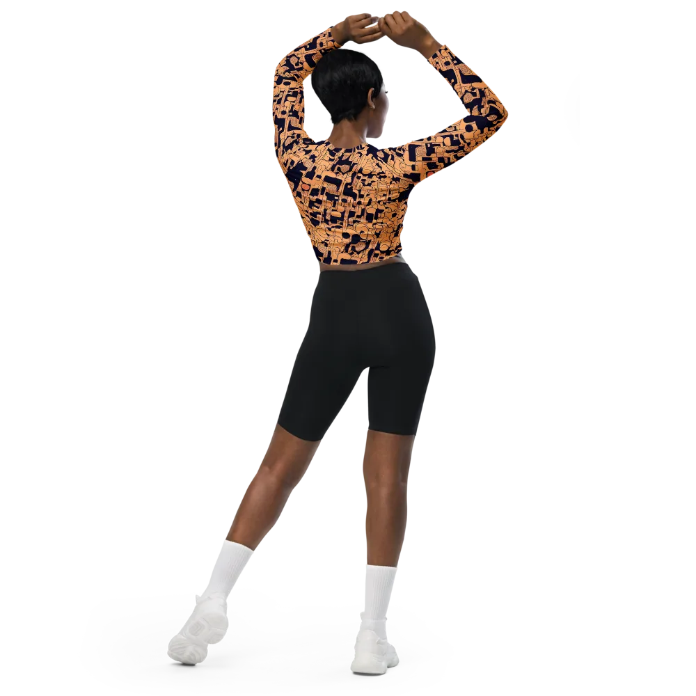 Apricot Orbit on Long Sleeve Crop Top — Back