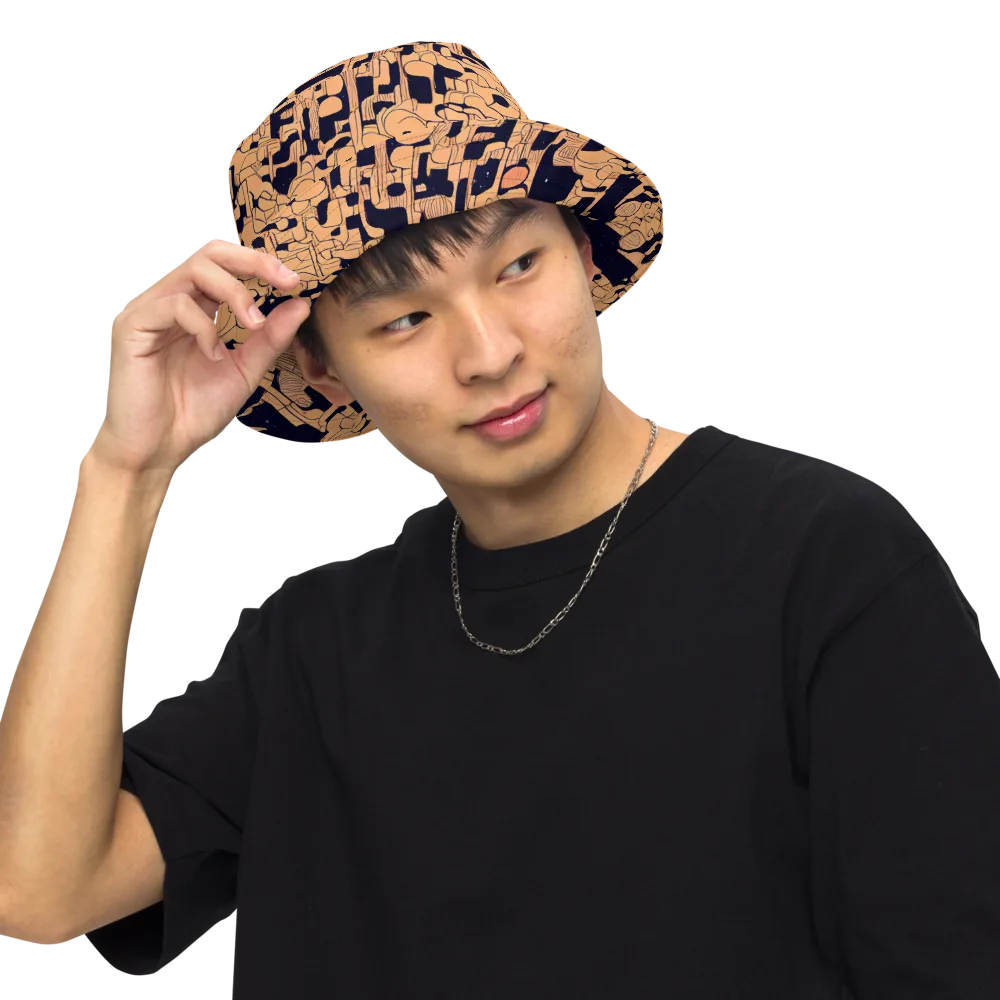 Apricot Orbit on Reversible Bucket Hat — Front Inside