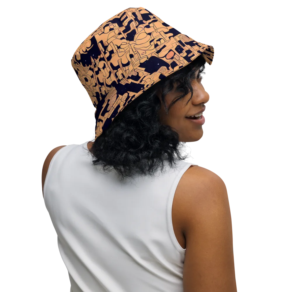 Apricot Orbit on Reversible Bucket Hat — Right Outside