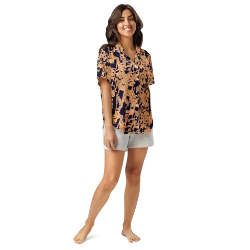 Apricot Orbit on a Women's Short Sleeve Pajama Top