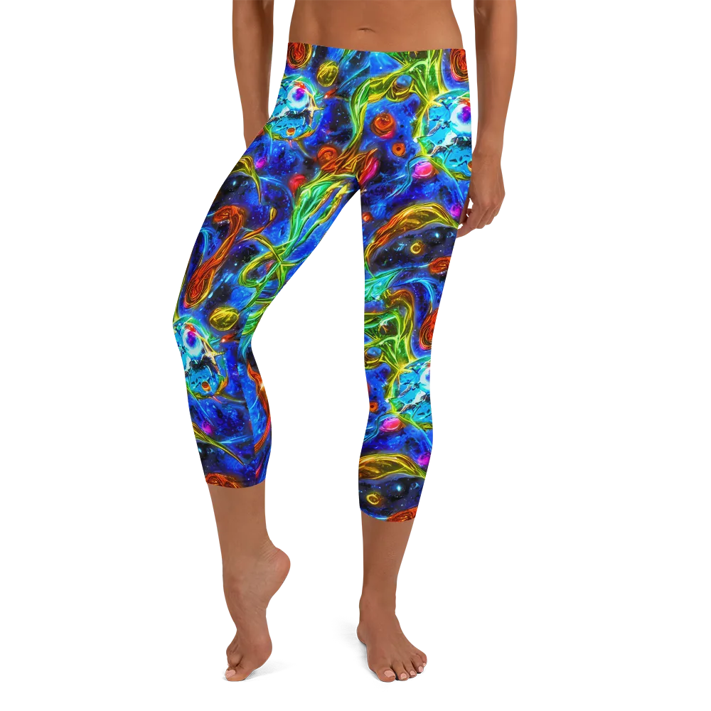The Cobalt Spiral on Capri Leggings — Front