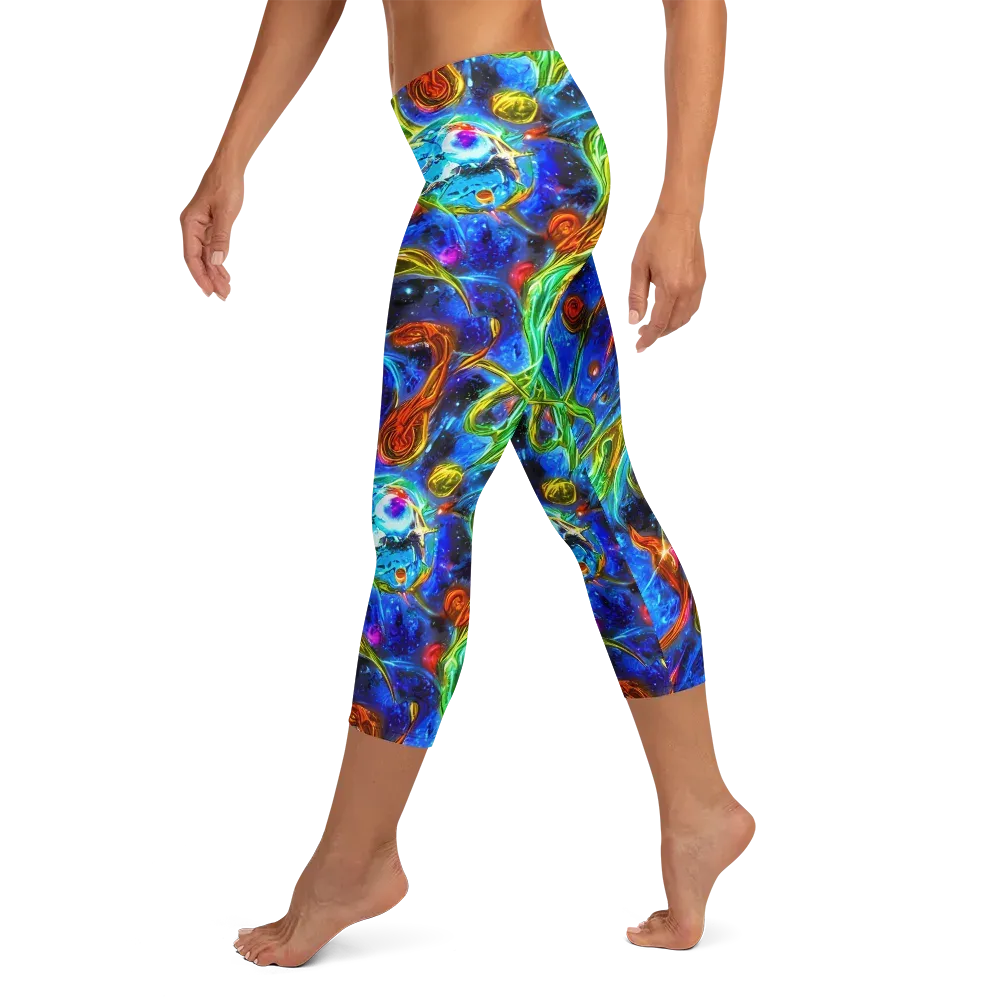 The Cobalt Spiral on Capri Leggings — Left