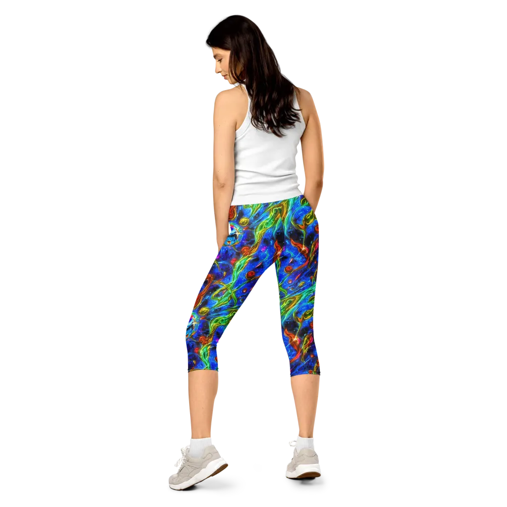 The Cobalt Spiral on Capri Leggings — Back