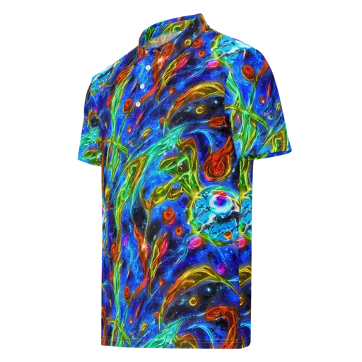 The Cobalt Spiral on a Men's Slim Fit Polo Shirt