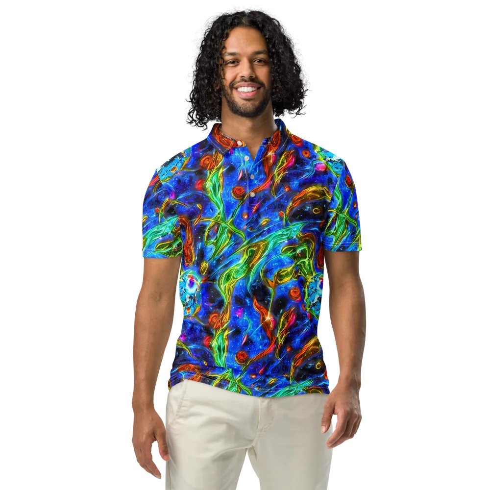 The Cobalt Spiral on Men's Slim Fit Polo Shirt — Front
