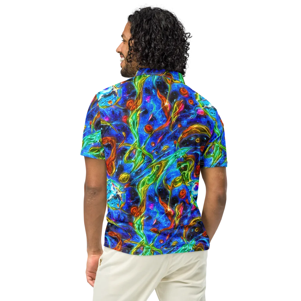 The Cobalt Spiral on Men's Slim Fit Polo Shirt — Back