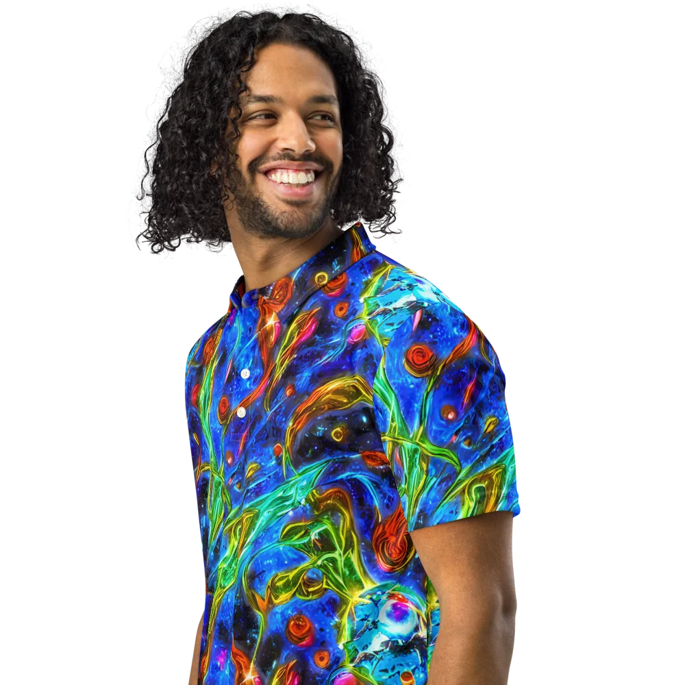 The Cobalt Spiral on Men's Slim Fit Polo Shirt — Left Front