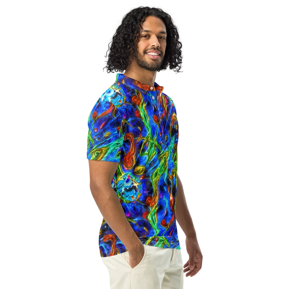 The Cobalt Spiral on Men's Slim Fit Polo Shirt — Right Front