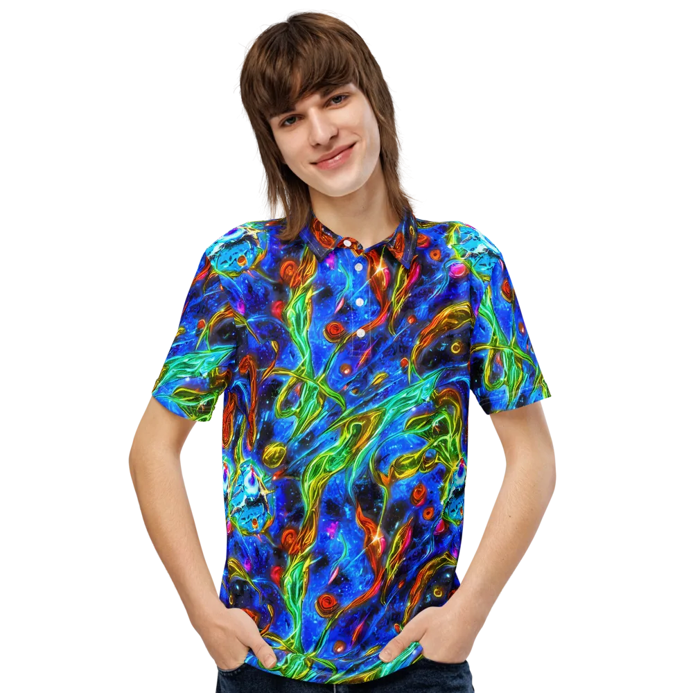 The Cobalt Spiral on Men's Slim Fit Polo Shirt — Front