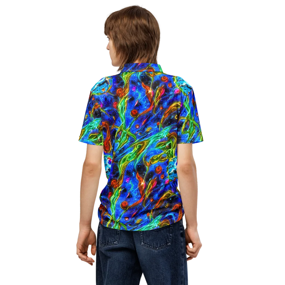 The Cobalt Spiral on Men's Slim Fit Polo Shirt — Back