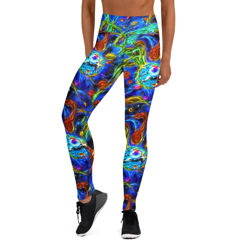 The Cobalt Spiral on Yoga Leggings — Front