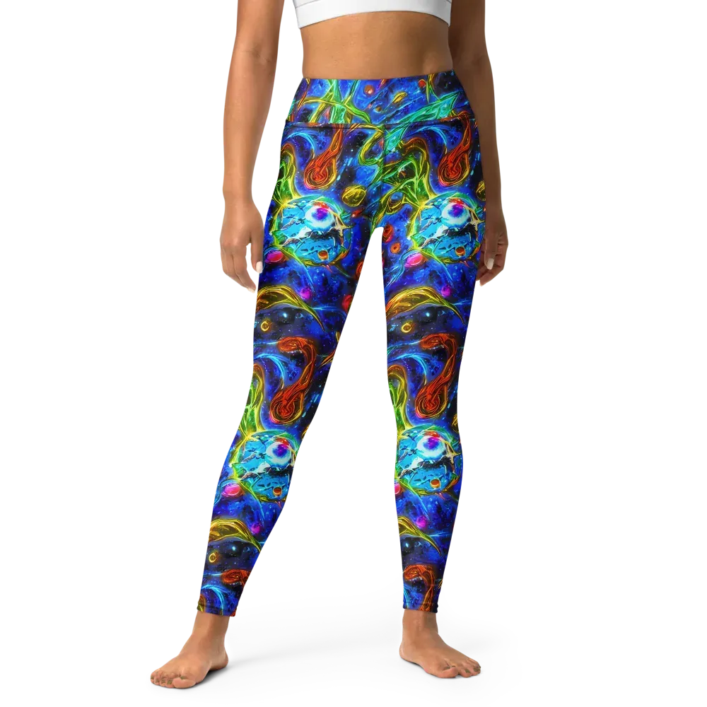 The Cobalt Spiral on Yoga Leggings — Front