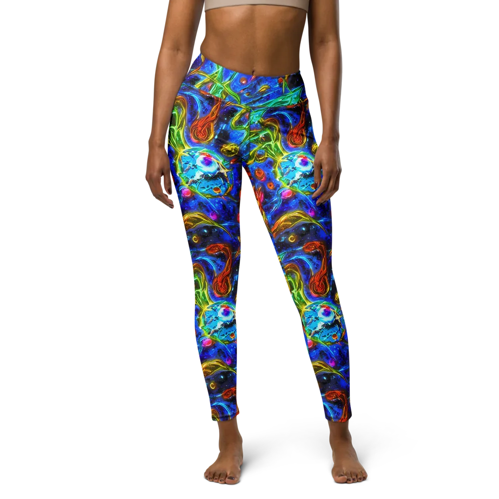 The Cobalt Spiral on Yoga Leggings — Front