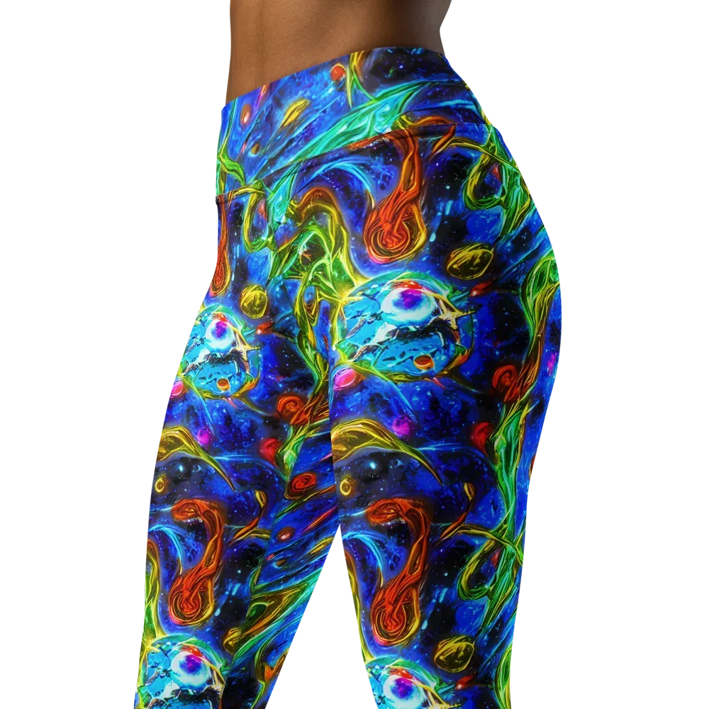 The Cobalt Spiral on Yoga Leggings — Left Front