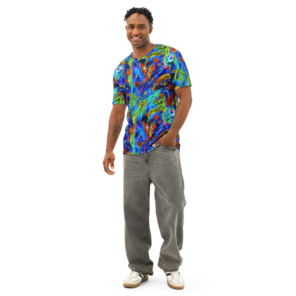 The Cobalt Spiral on Men's Cotton Crew Neck T-Shirt — Front