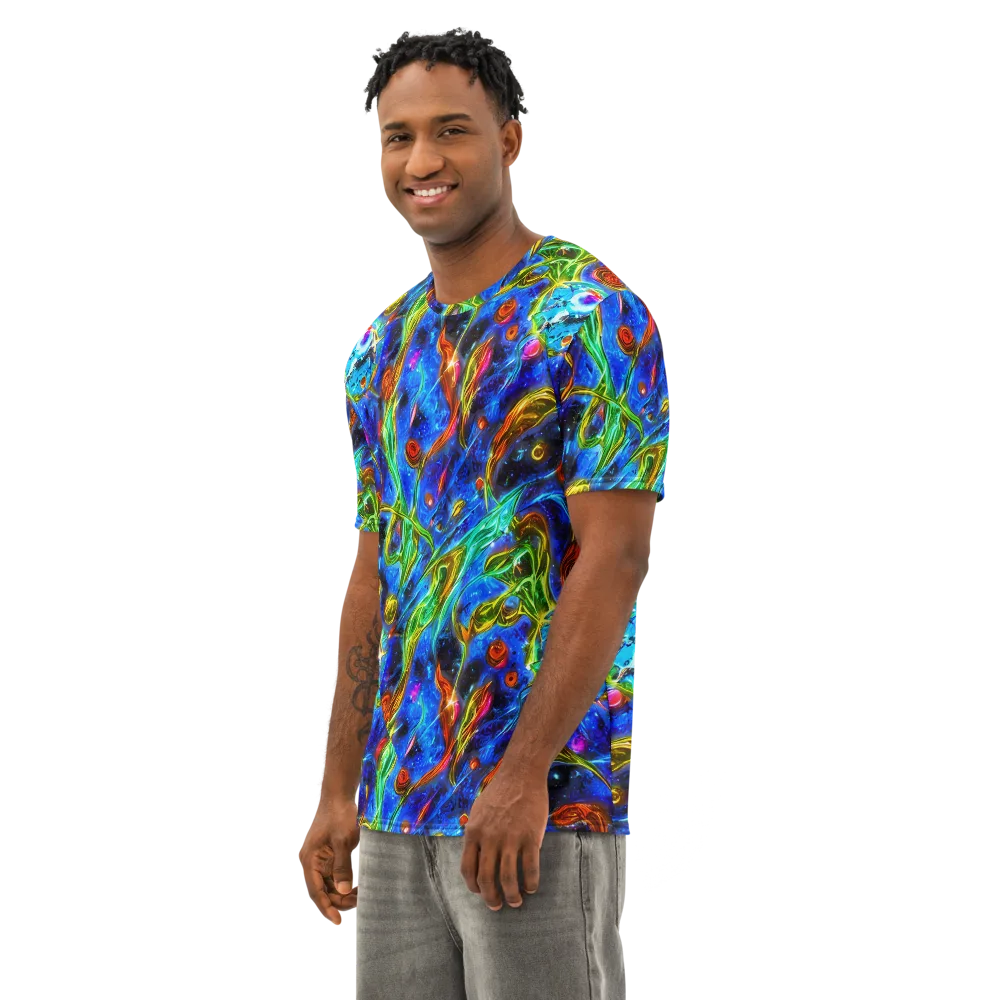 The Cobalt Spiral on Men's Cotton Crew Neck T-Shirt — Left Front