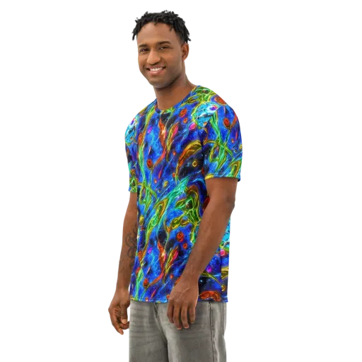 The Cobalt Spiral on a Men's Cotton Crew Neck T-Shirt