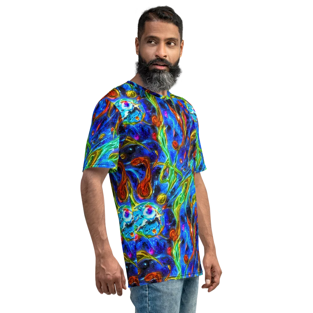The Cobalt Spiral on Men's Crew Neck T-Shirt — Right