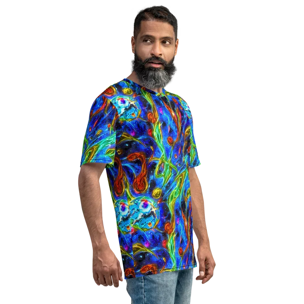The Cobalt Spiral on Men's Crew Neck T-Shirt — Right