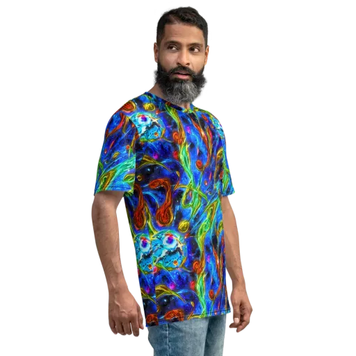 The Cobalt Spiral on a Men's Crew Neck T-Shirt