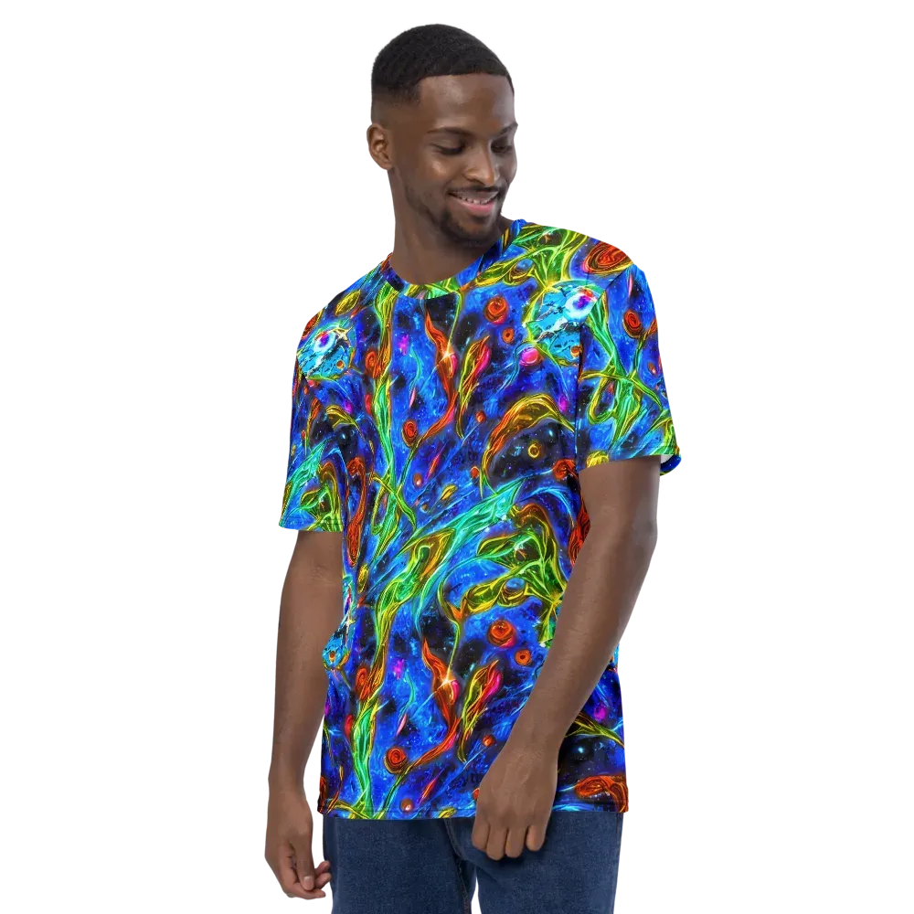 The Cobalt Spiral on Men's Crew Neck T-Shirt — Left