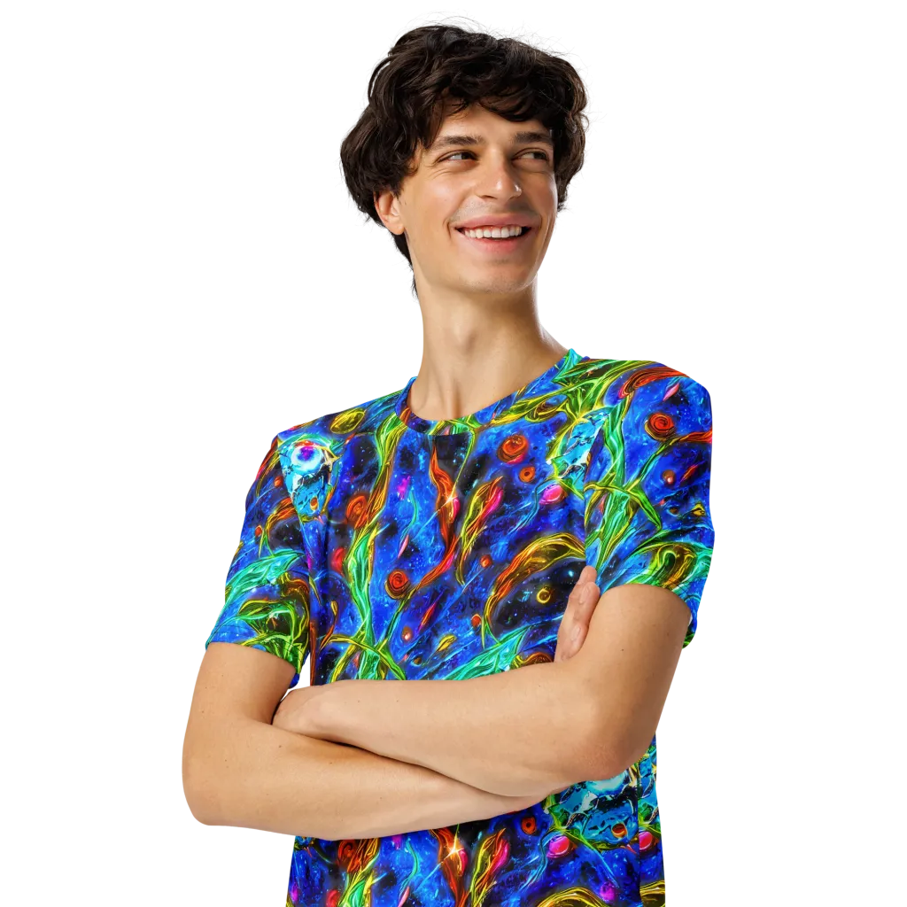 The Cobalt Spiral on Men's Crew Neck T-Shirt — Left Front