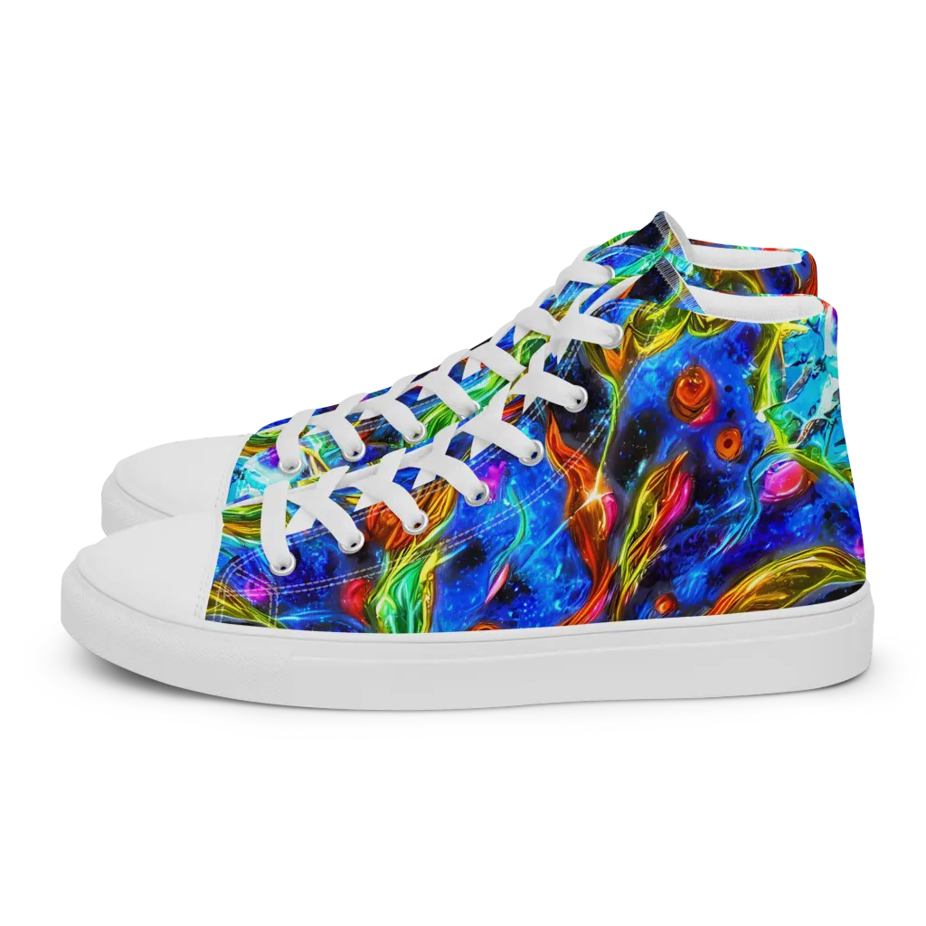 The Cobalt Spiral on Men's High Top Canvas Shoes — Left
